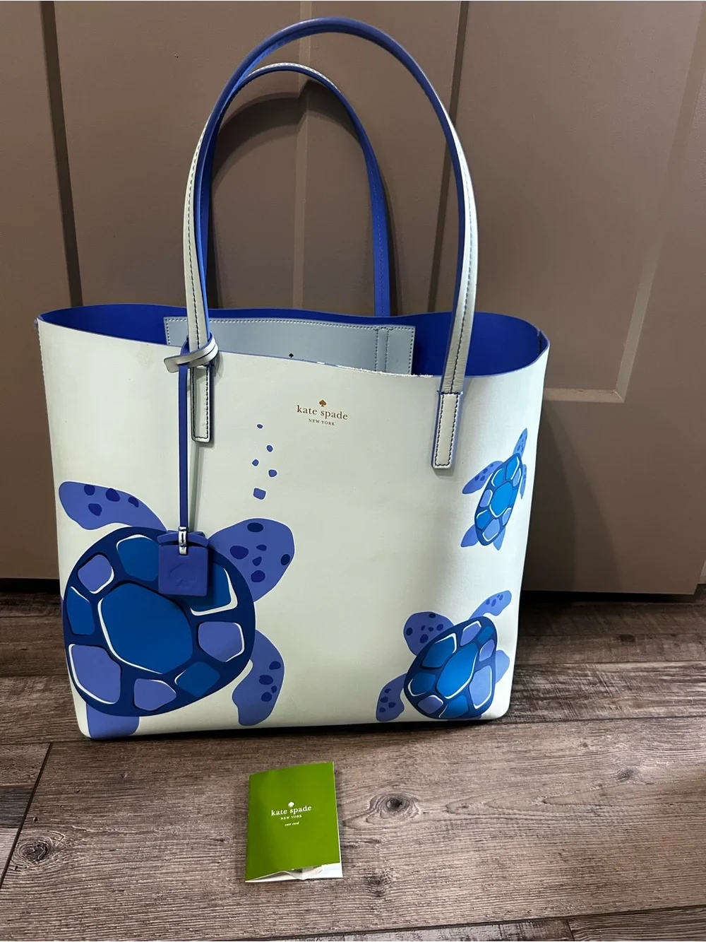 kate spade leather Blue sea Turtle Tote bag